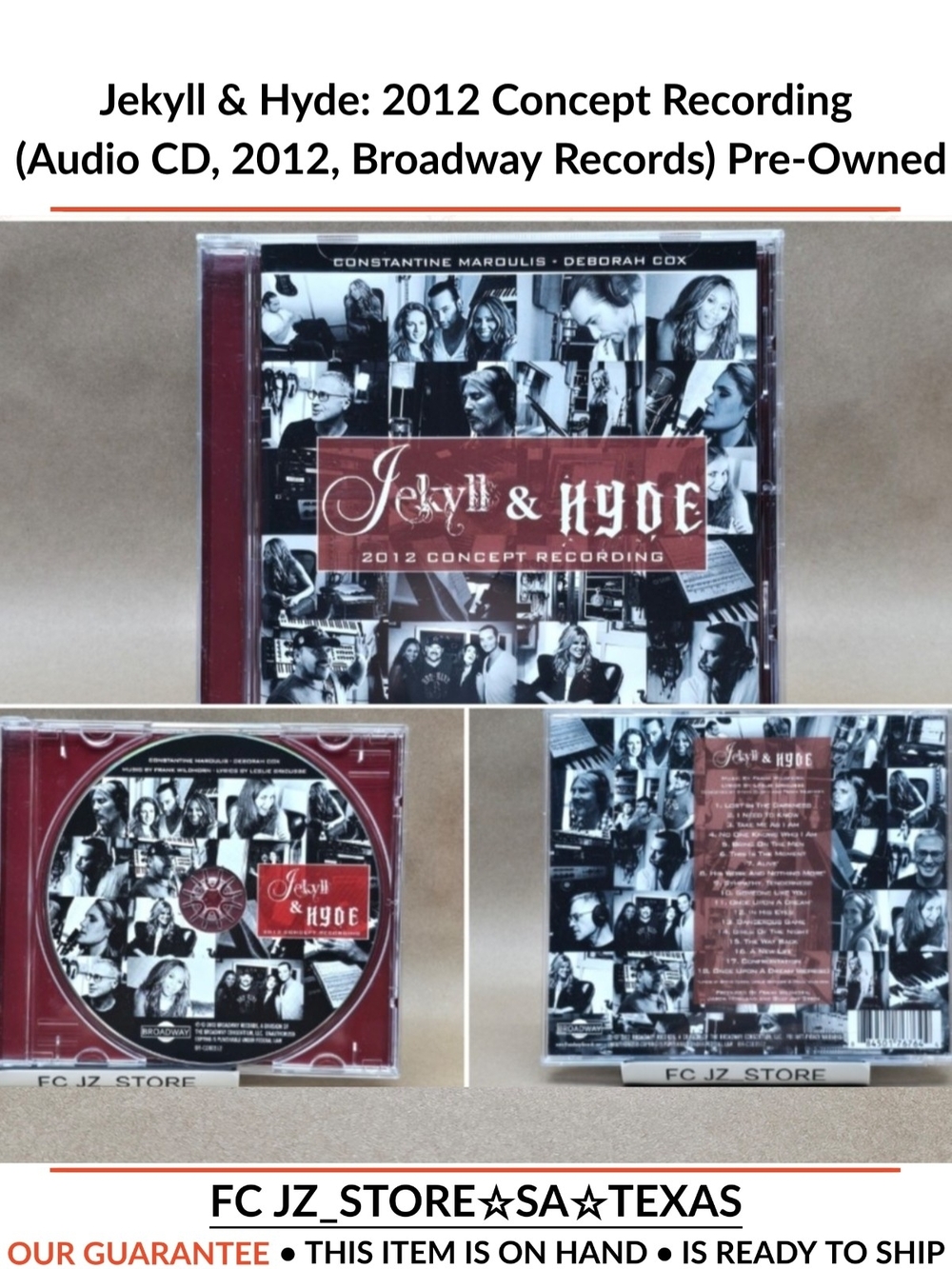Jekyll & Hyde: 2012 Concept Recording (Audio CD, 2012, Broadway Records) Pre-Own